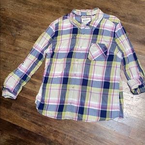 NWOT Plaid button down long or 3/4 sleeve shirt